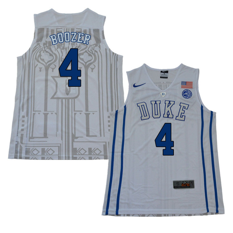 2018 Men #4 Carlos Boozer Duke Blue Devils College Basketball Jerseys Sale-White
